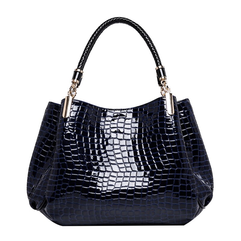 Croc-Effect PU Shoulder Bag
