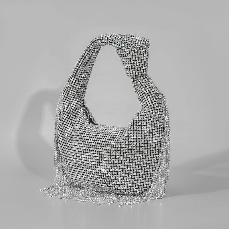 Knotted-Handle Rhinestone Evening Bag