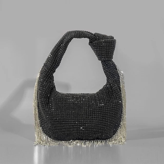 Knotted-Handle Rhinestone Evening Bag