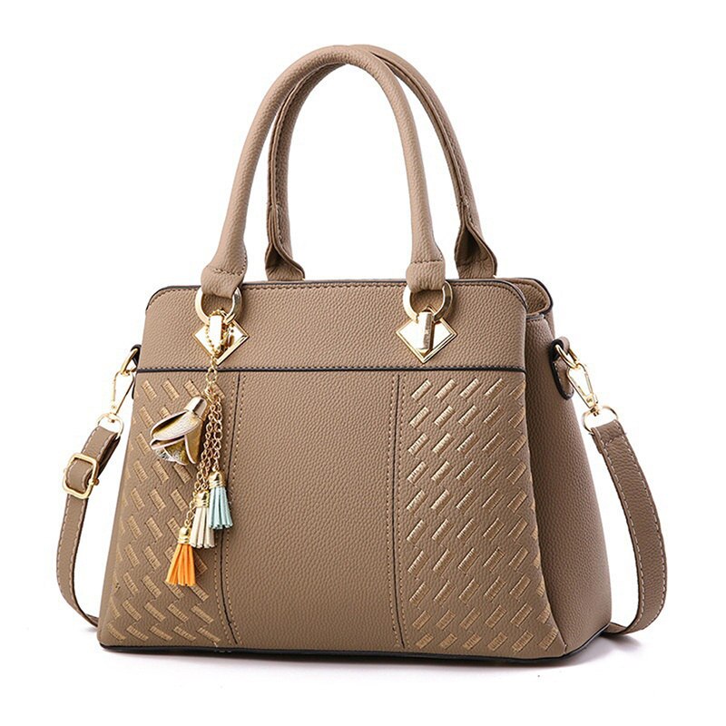 LKEEP PU Tassel Tote Bag