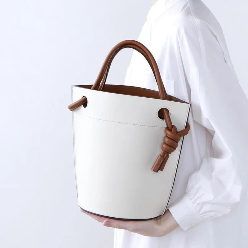 Contrast Drawstring Bucket Bag