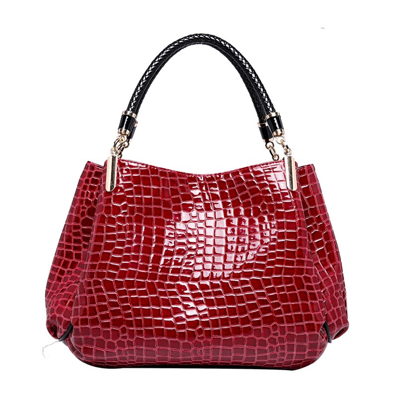 Croc-Effect PU Shoulder Bag