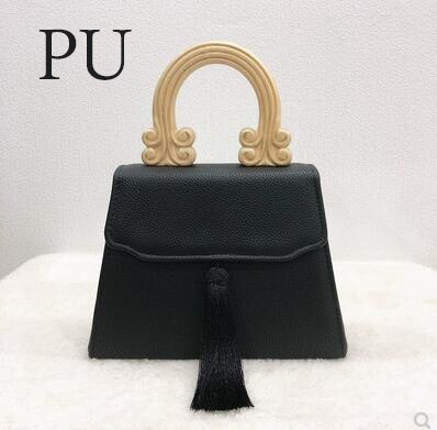 Vintage Tassel Wooden-Handle Bag