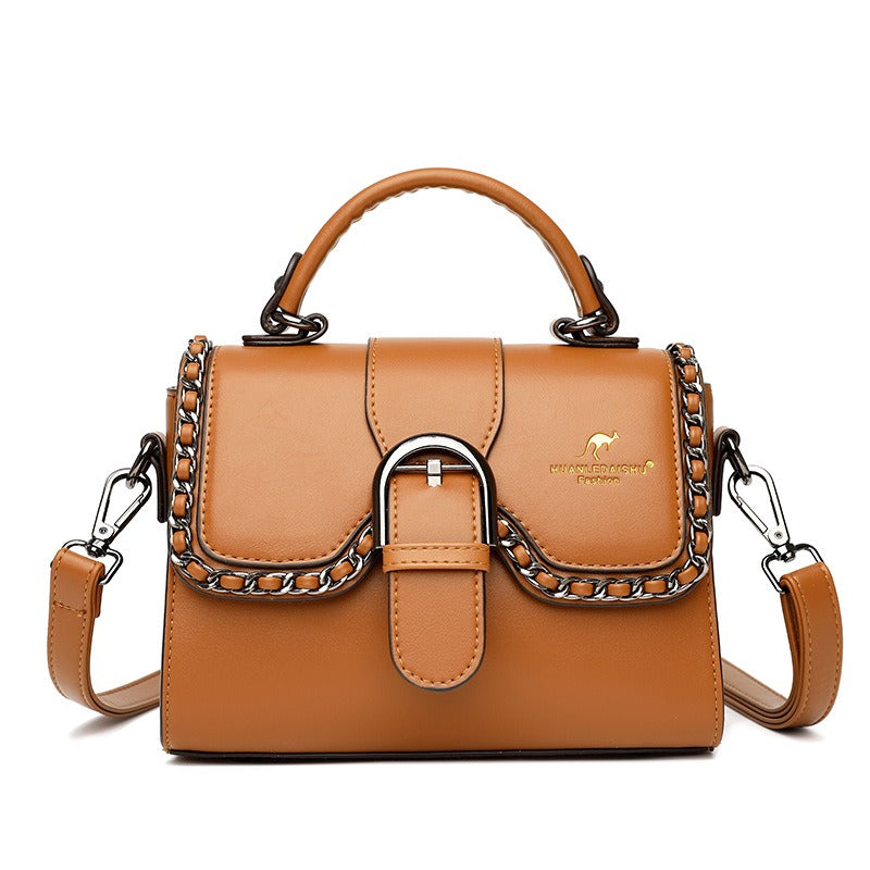 Magnetic-Clasp PU Shoulder Bag