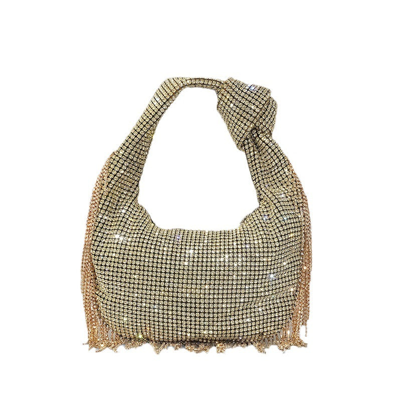 Knotted-Handle Rhinestone Evening Bag