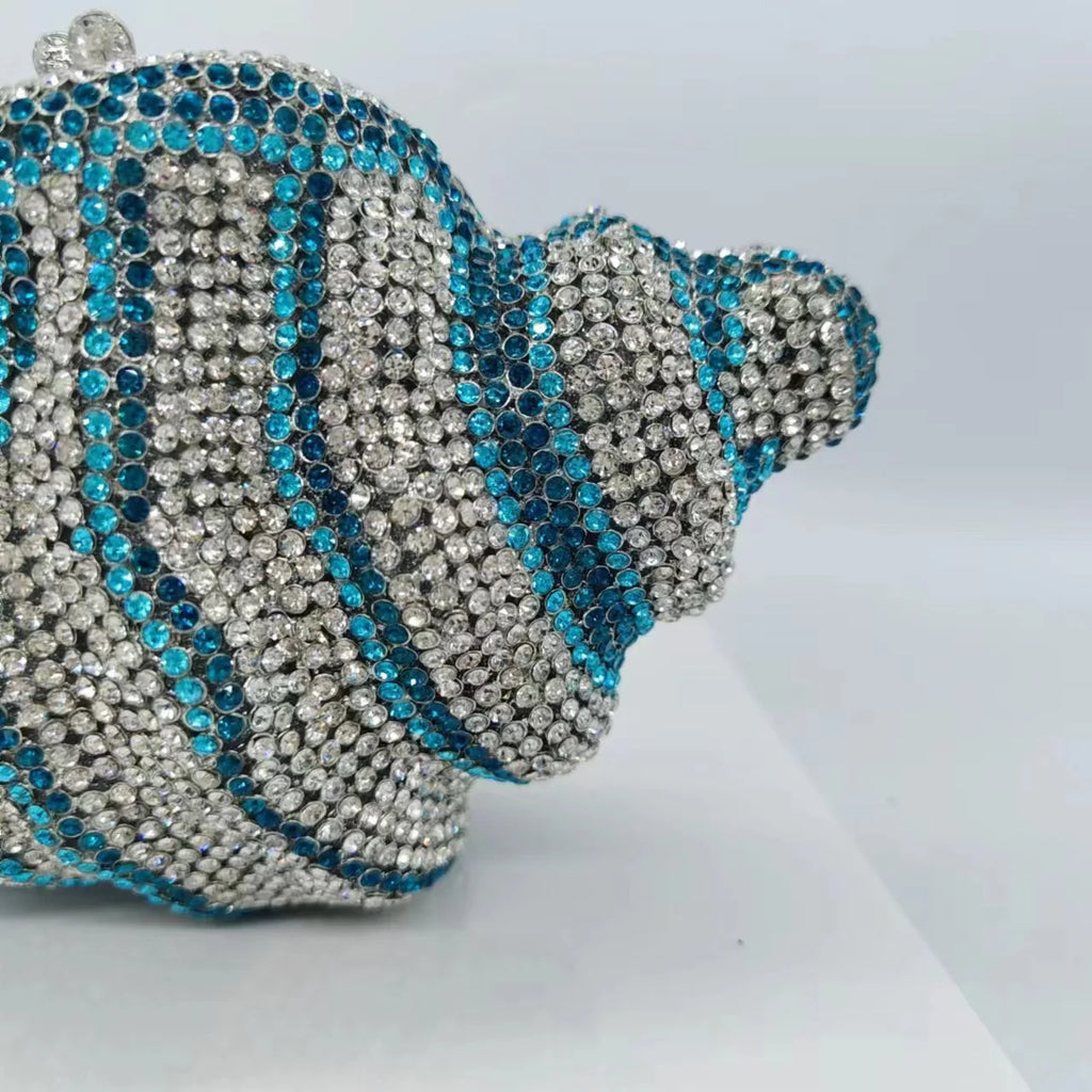 Gold Rhinestone Conch Clutch