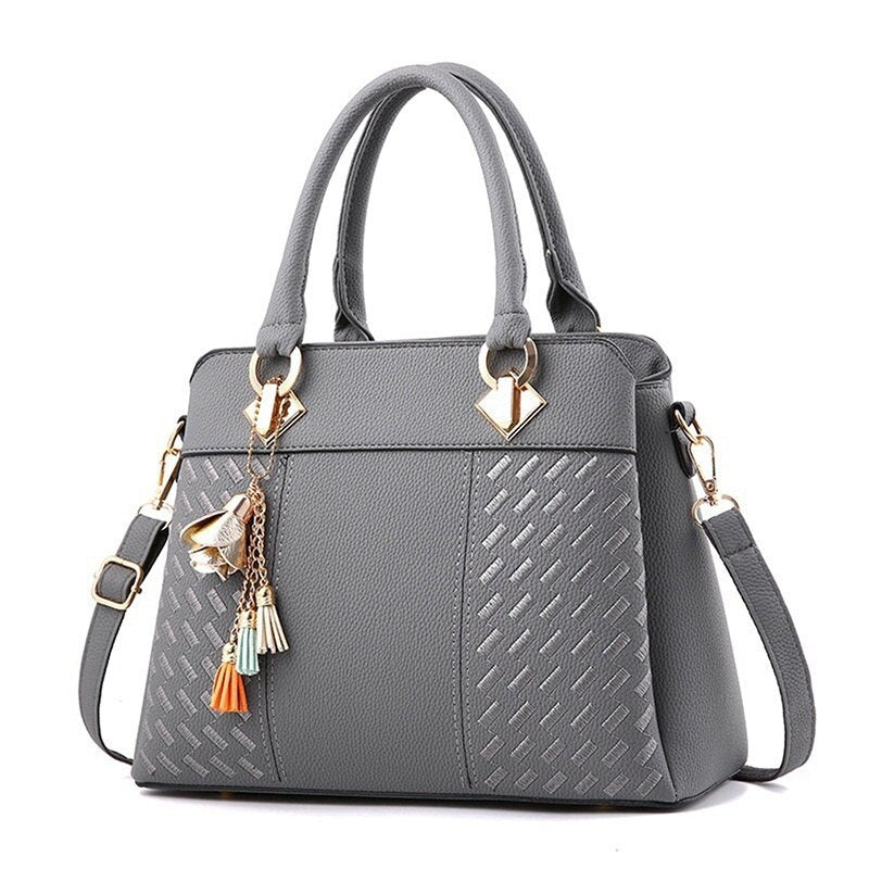 LKEEP PU Tassel Tote Bag