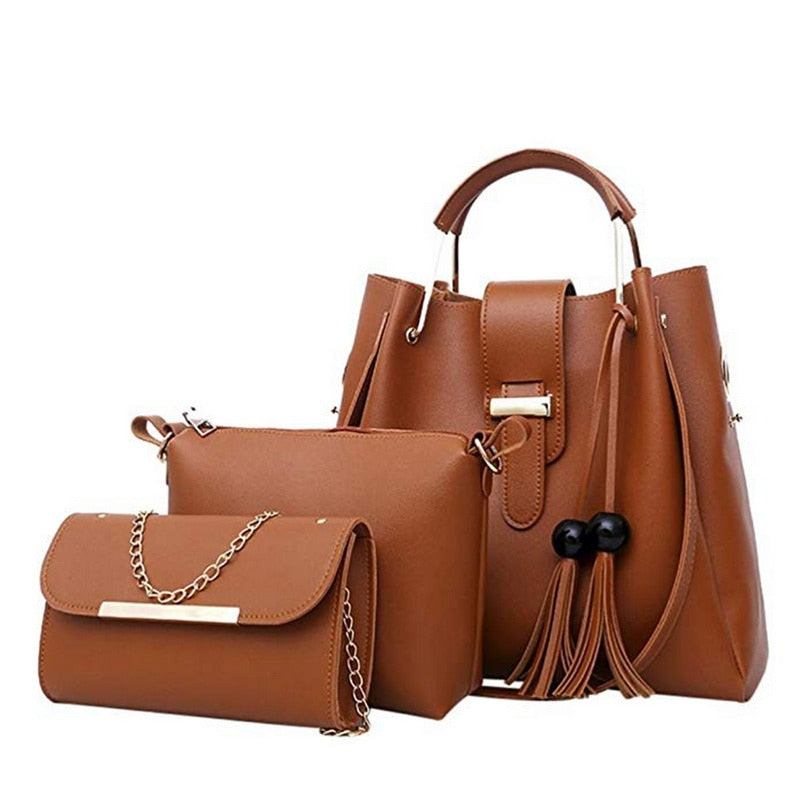 Laamei Three-Piece PU Handbag Set