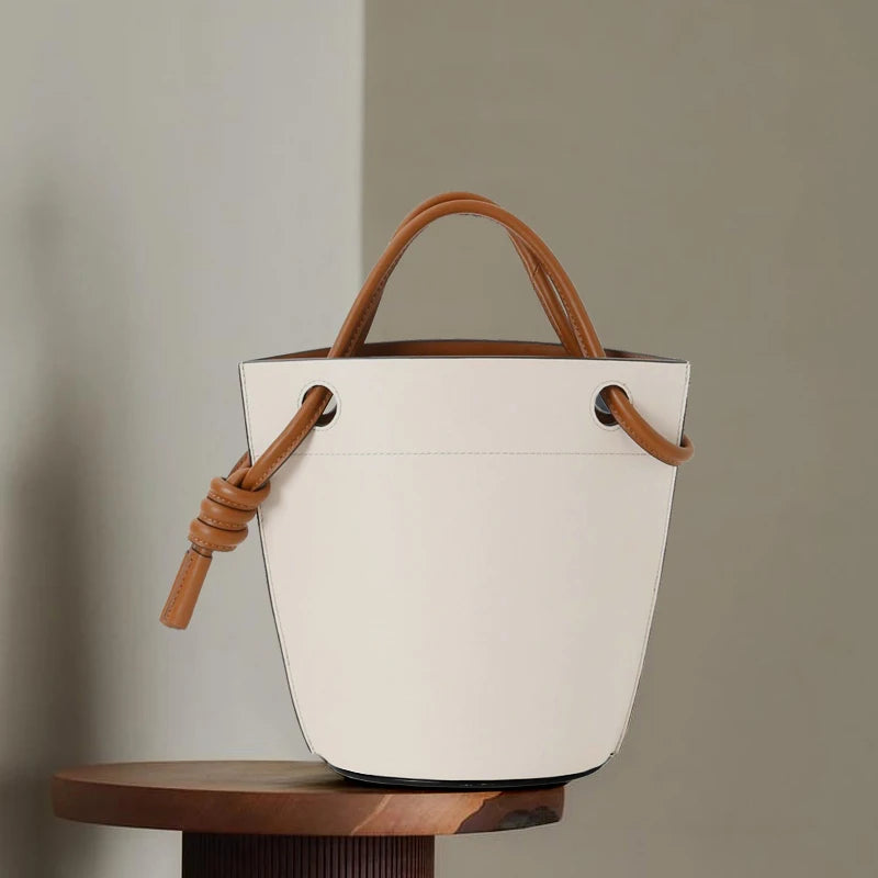 Contrast Drawstring Bucket Bag