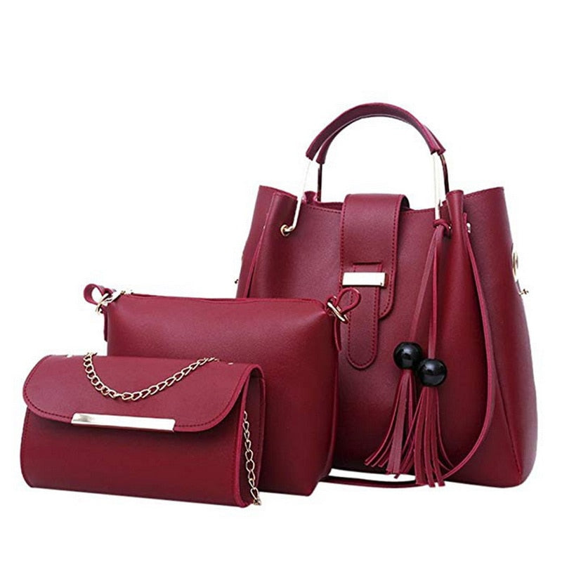 Laamei Three-Piece PU Handbag Set
