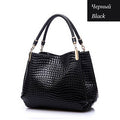 Croc-Effect PU Shoulder Bag