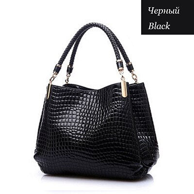Croc-Effect PU Shoulder Bag