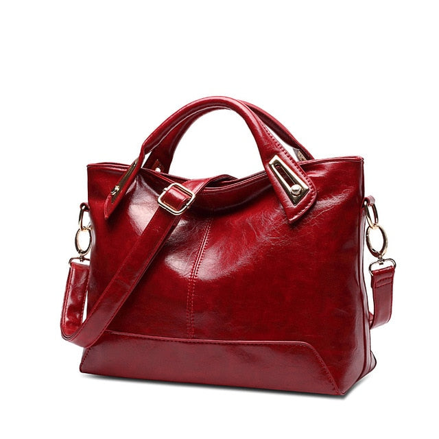Oil-Wax PU Shoulder Bag