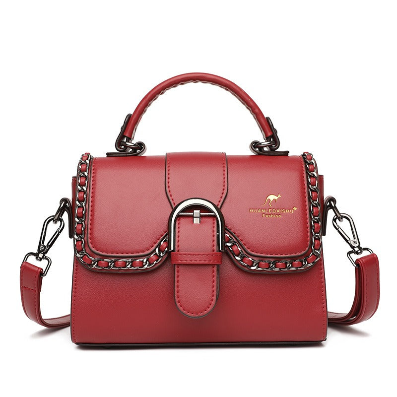Magnetic-Clasp PU Shoulder Bag