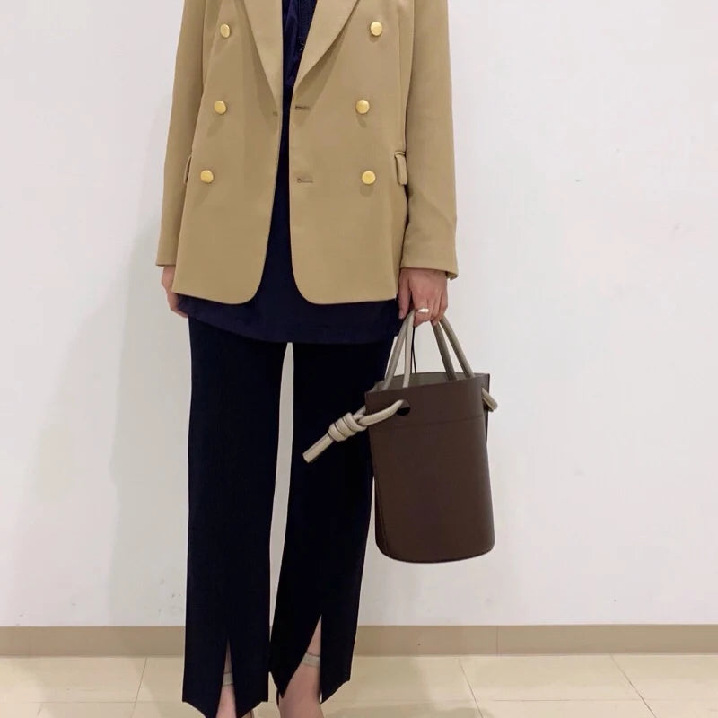 Contrast Drawstring Bucket Bag