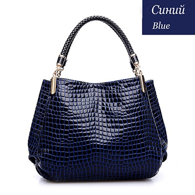 Croc-Effect PU Shoulder Bag