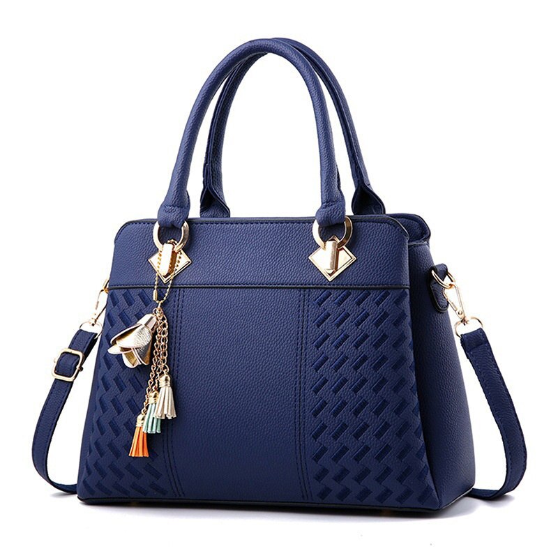 LKEEP PU Tassel Tote Bag
