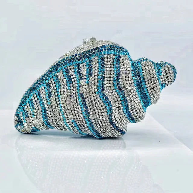 Gold Rhinestone Conch Clutch