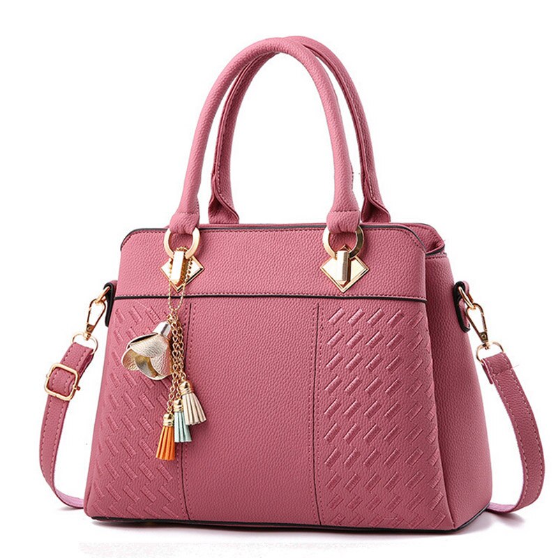 LKEEP PU Tassel Tote Bag