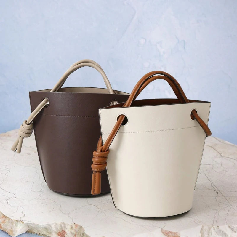 Contrast Drawstring Bucket Bag