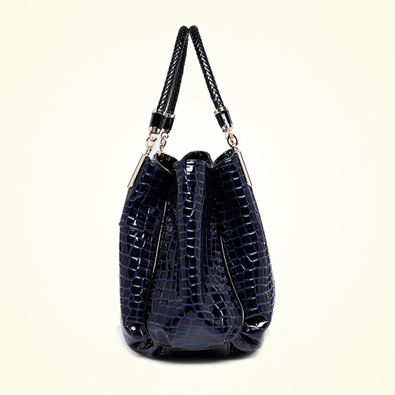 Croc-Effect PU Shoulder Bag