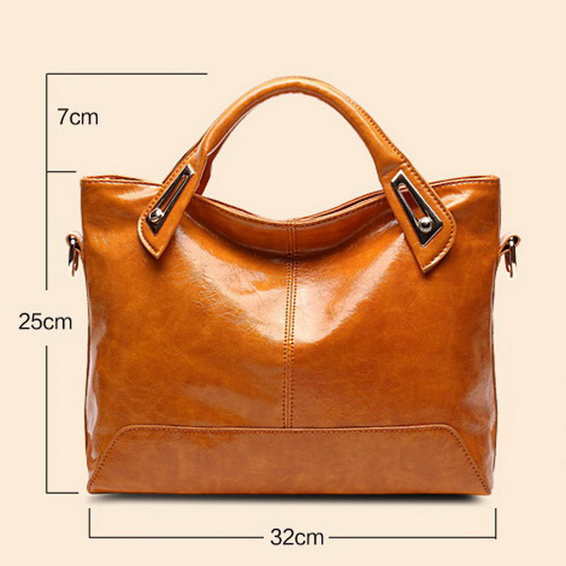 Oil-Wax PU Shoulder Bag