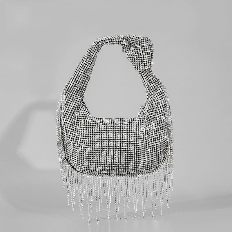 Knotted-Handle Rhinestone Evening Bag