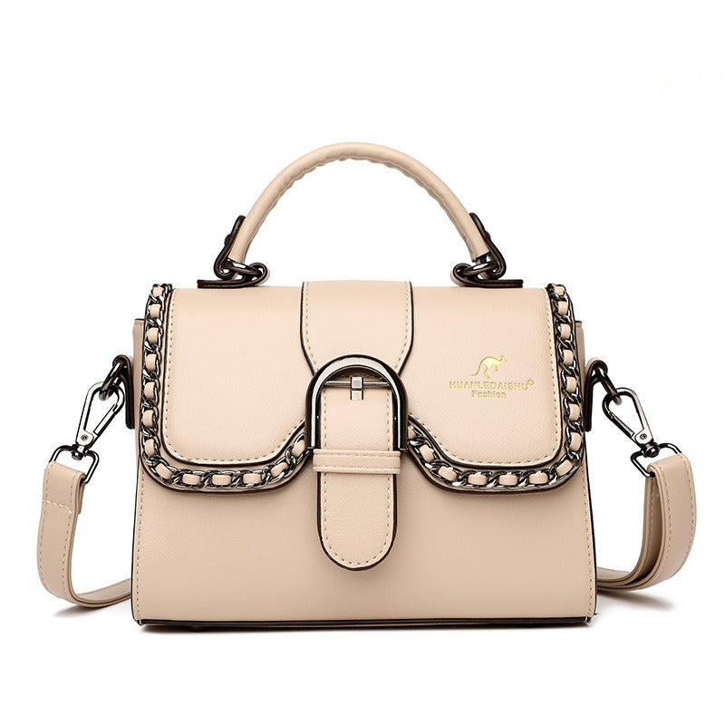 Magnetic-Clasp PU Shoulder Bag