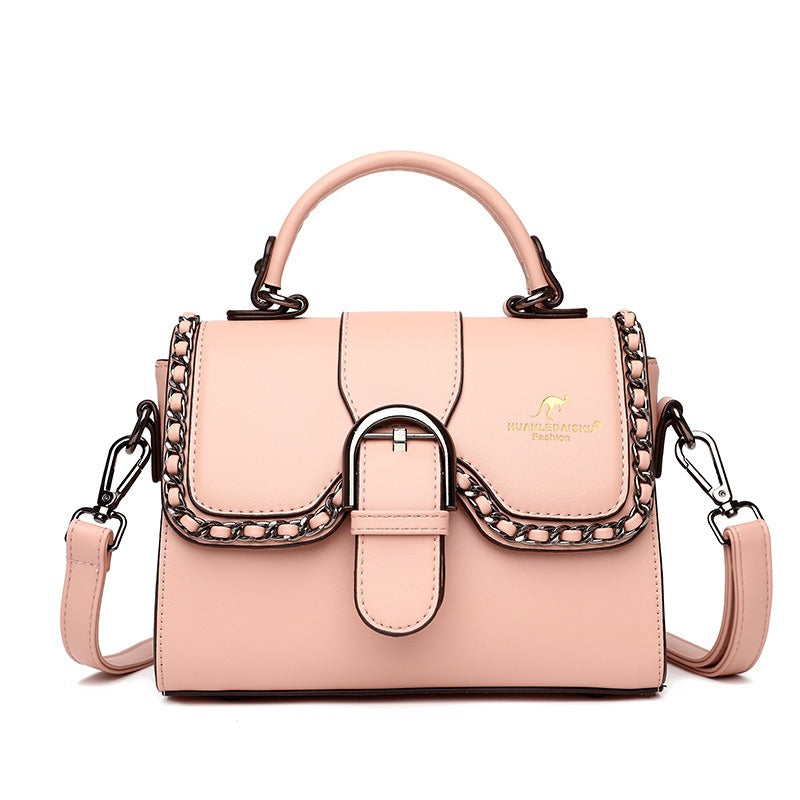 Magnetic-Clasp PU Shoulder Bag