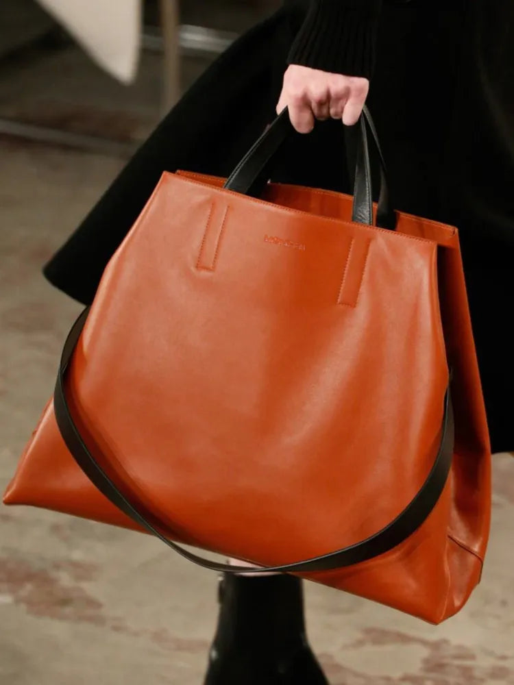 Leather Commuter Bucket Tote