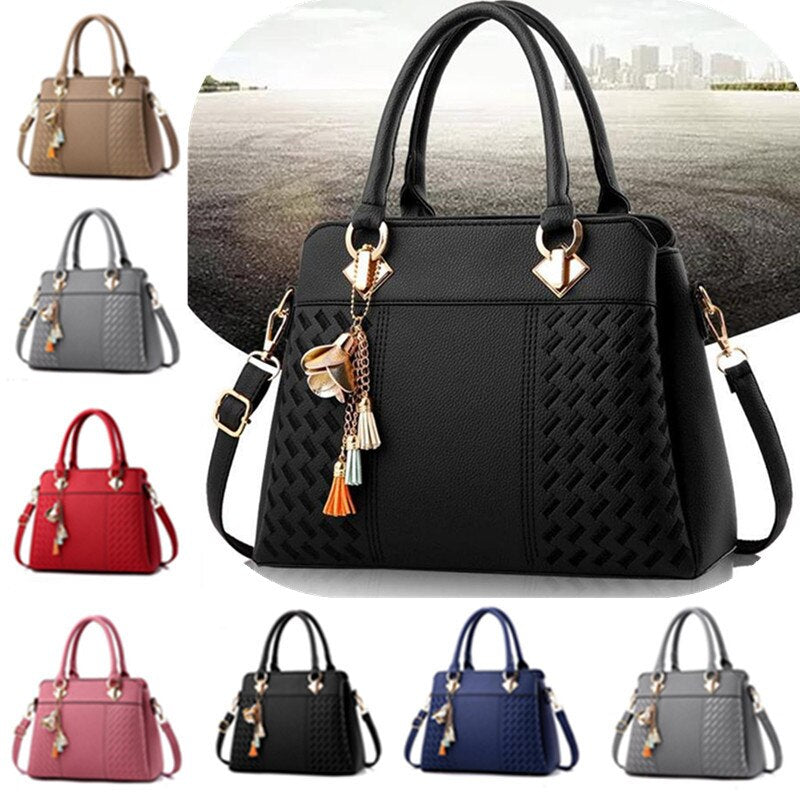 LKEEP PU Tassel Tote Bag