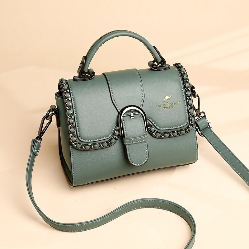 Magnetic-Clasp PU Shoulder Bag