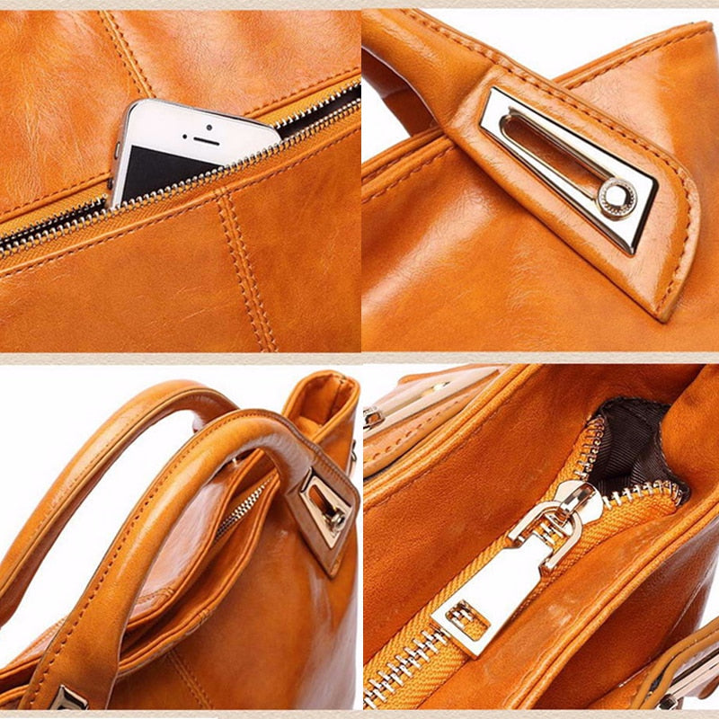 Oil-Wax PU Shoulder Bag