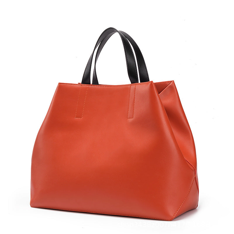 Leather Commuter Bucket Tote