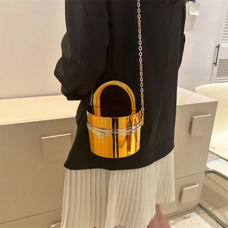Mirror-Effect Acrylic Evening Bag