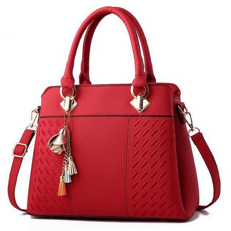 LKEEP PU Tassel Tote Bag