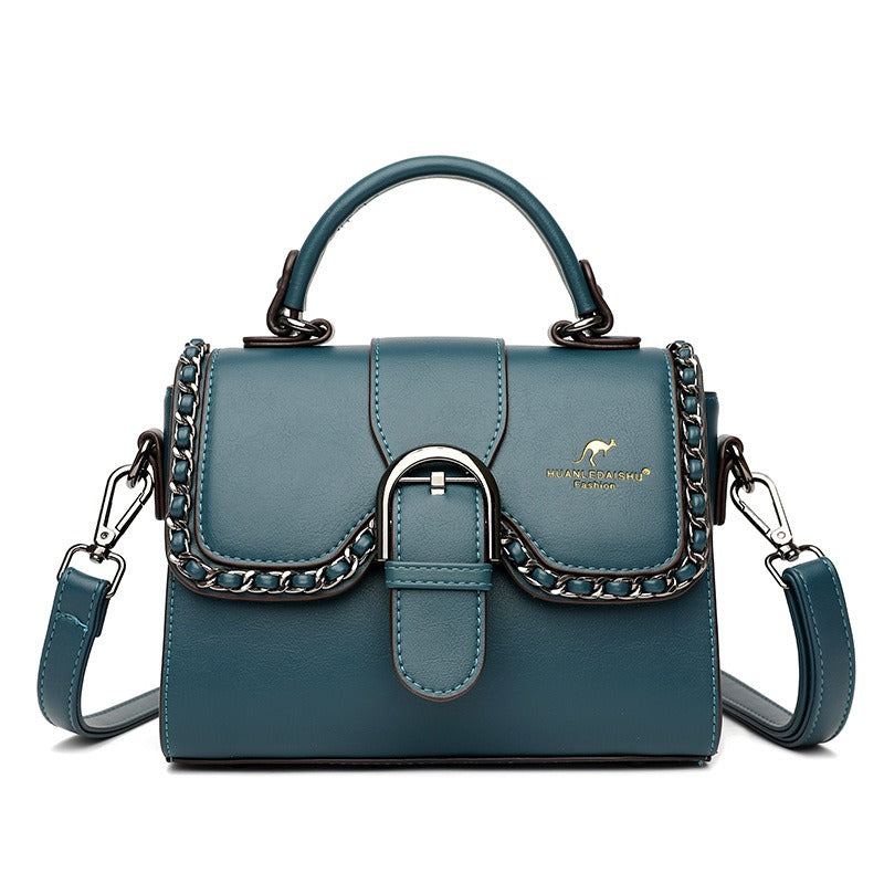 Magnetic-Clasp PU Shoulder Bag