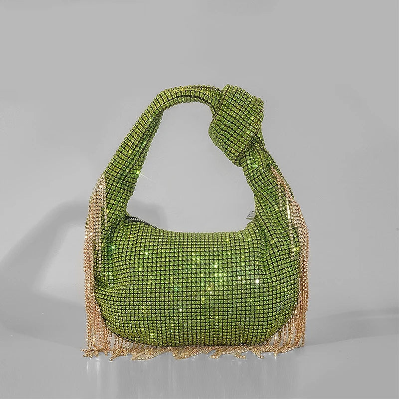 Knotted-Handle Rhinestone Evening Bag
