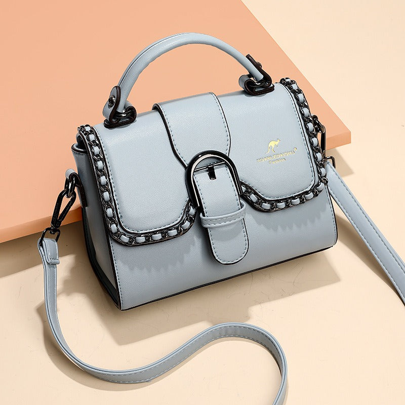 Magnetic-Clasp PU Shoulder Bag