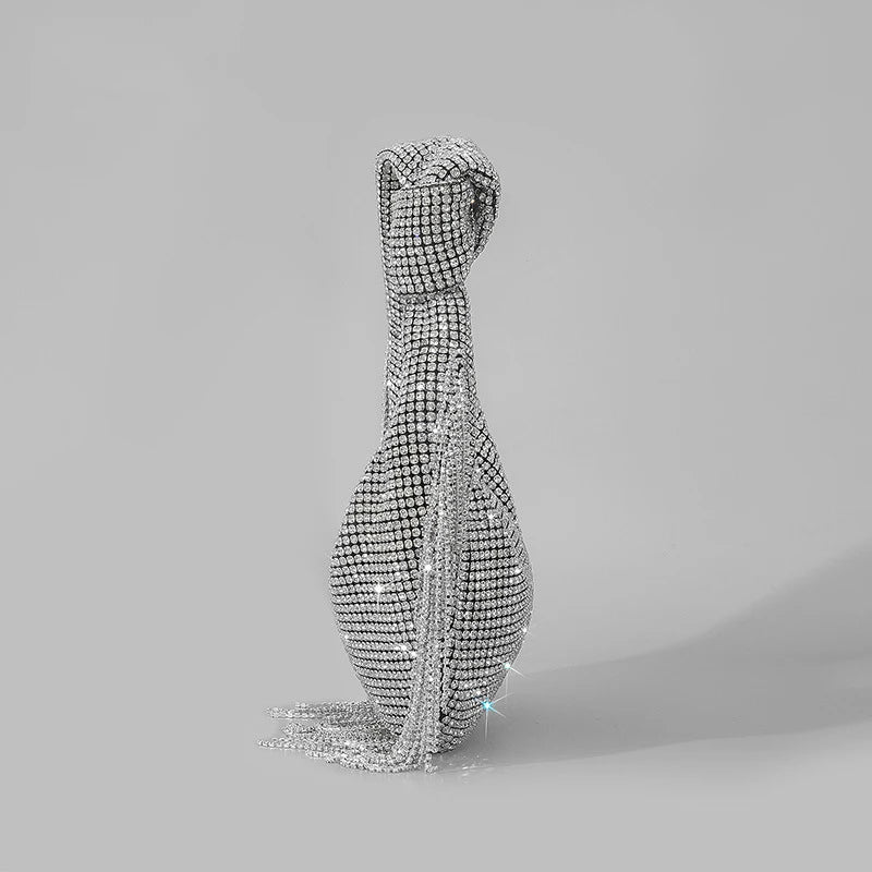 Knotted-Handle Rhinestone Evening Bag