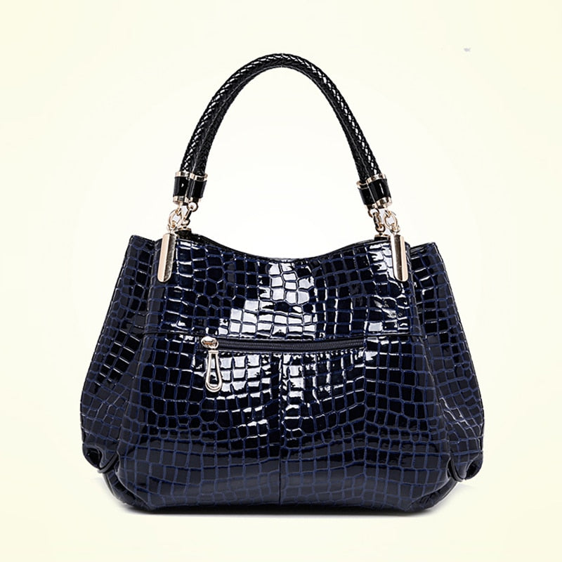 Croc-Effect PU Shoulder Bag