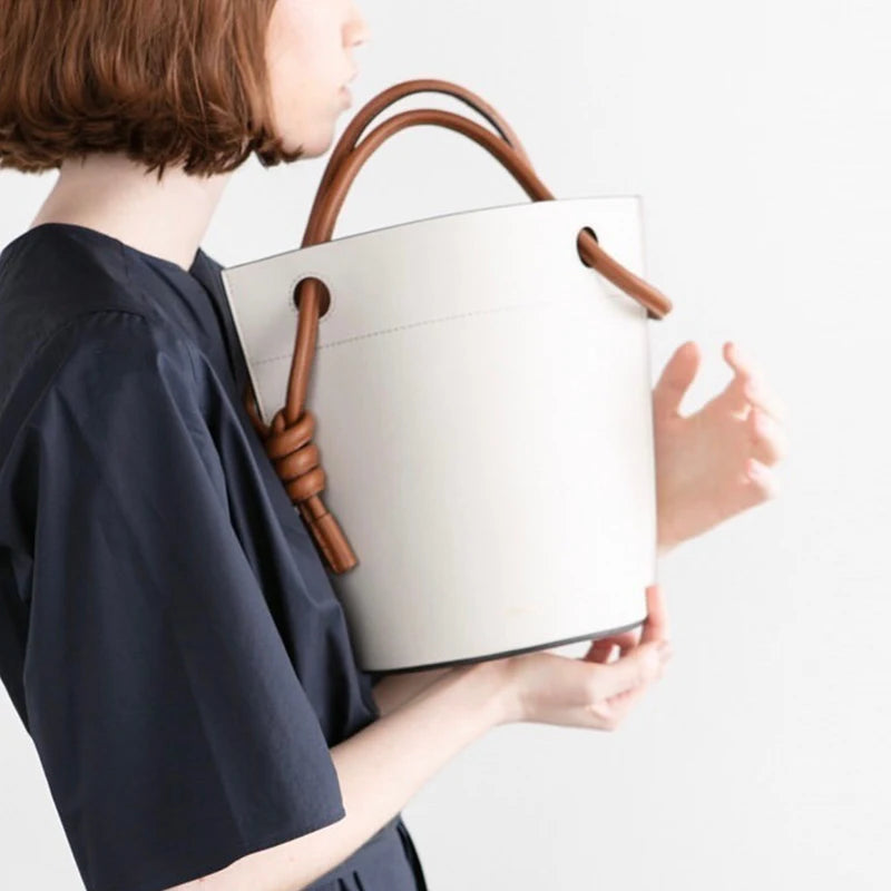 Contrast Drawstring Bucket Bag