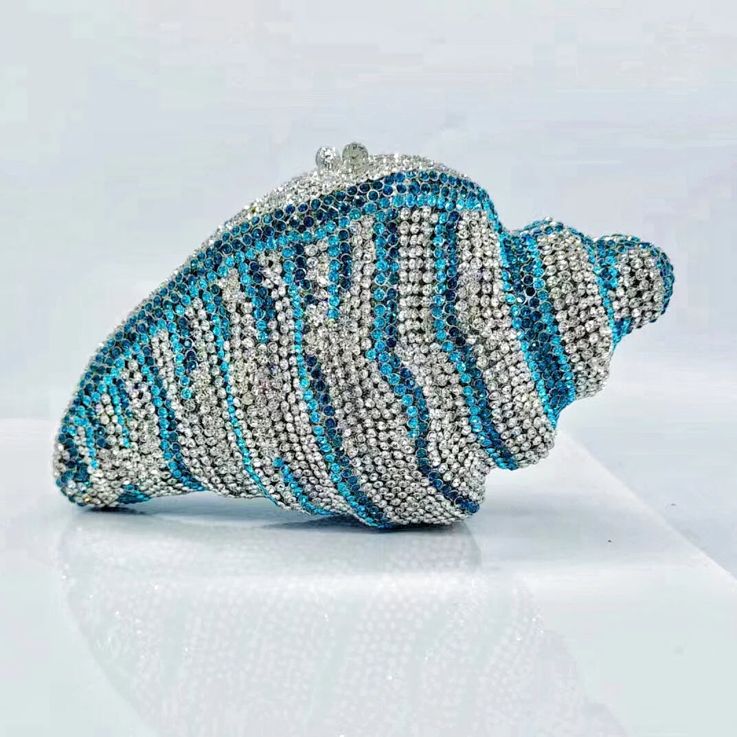 Gold Rhinestone Conch Clutch