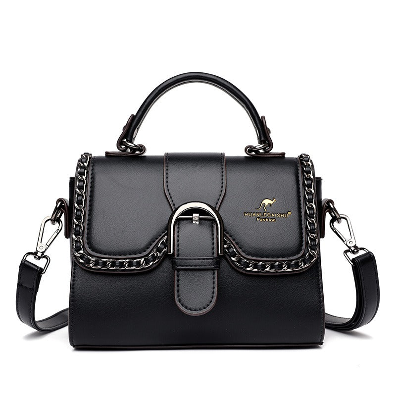 Magnetic-Clasp PU Shoulder Bag