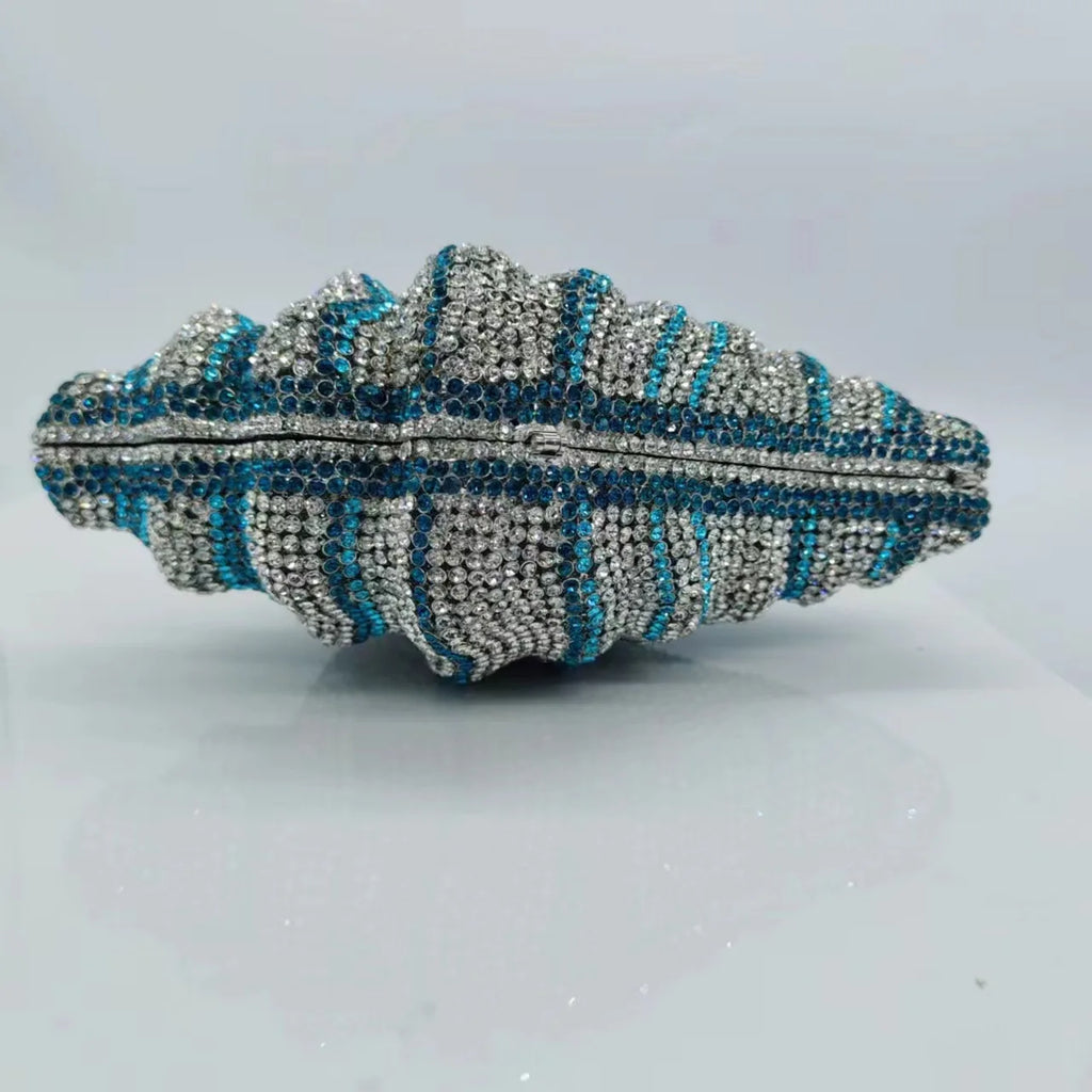 Gold Rhinestone Conch Clutch