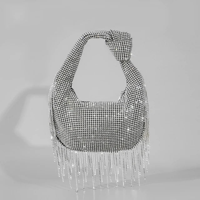 Knotted-Handle Rhinestone Evening Bag