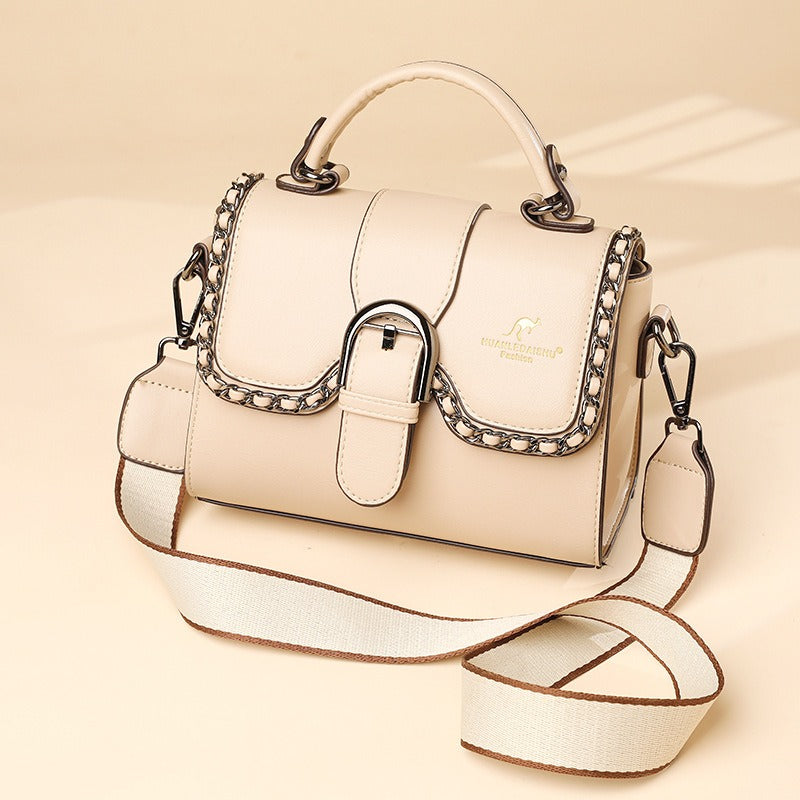 Magnetic-Clasp PU Shoulder Bag