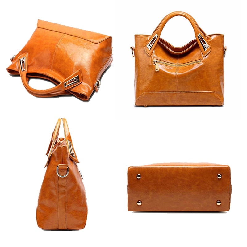 Oil-Wax PU Shoulder Bag